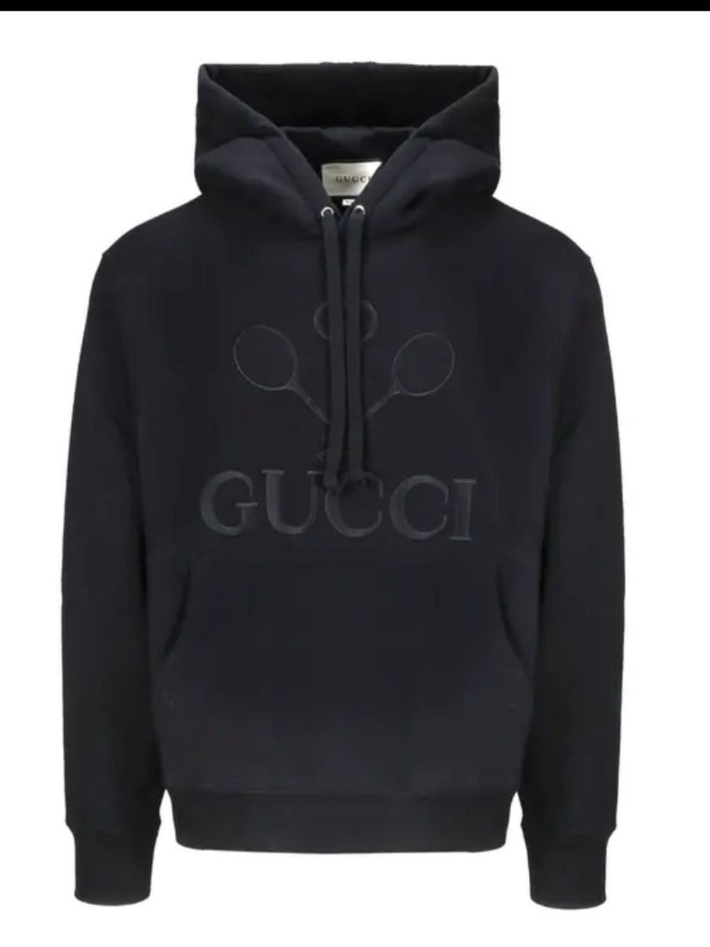 GUCCI~ 560502 Black Cotton Tennis Logo Embroidered Oversized Hoodie, XL
